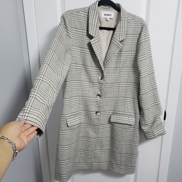 BB DAKOTA Long Plaid Jacket Coat - Picture 4 of 11